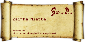 Zsirka Mietta névjegykártya